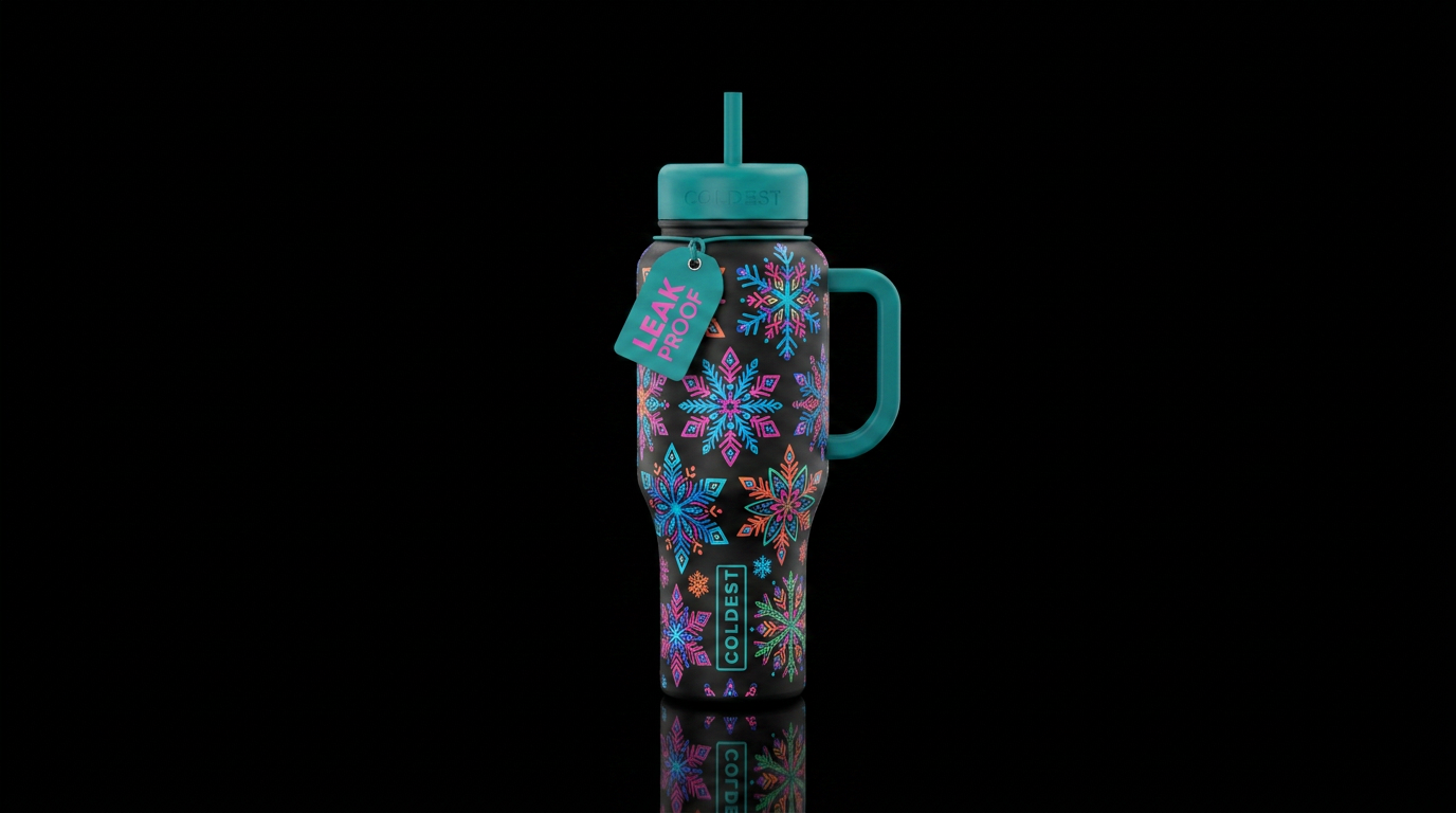 Bright Boho snowflakes water bottle design