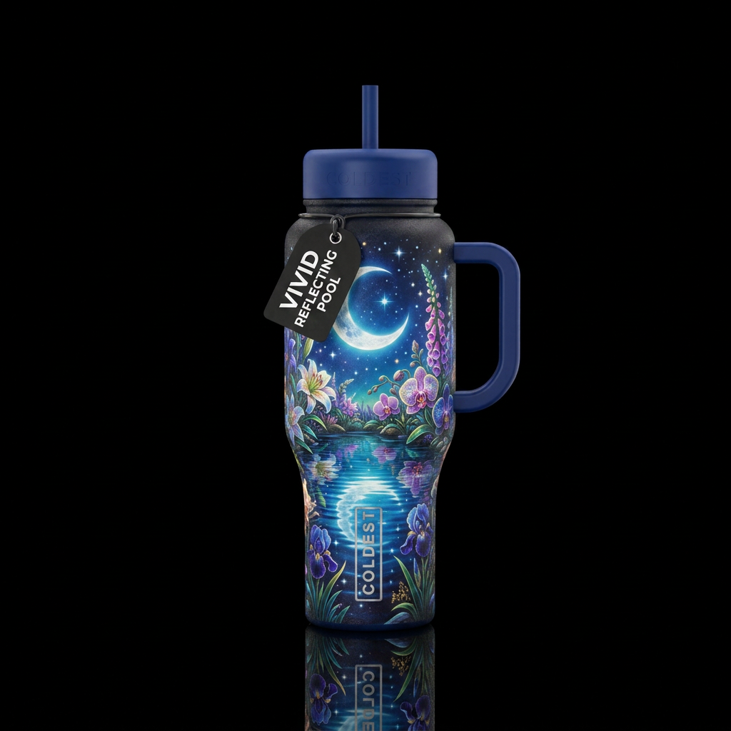 Vivid reflections water bottle design