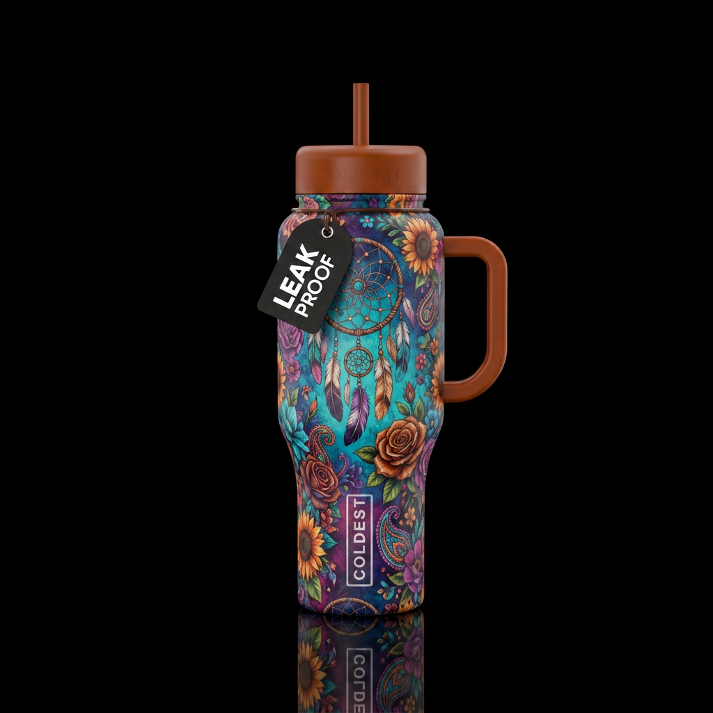 Vibrant Bohemian, dream catchers and Boho western ... water bottle design