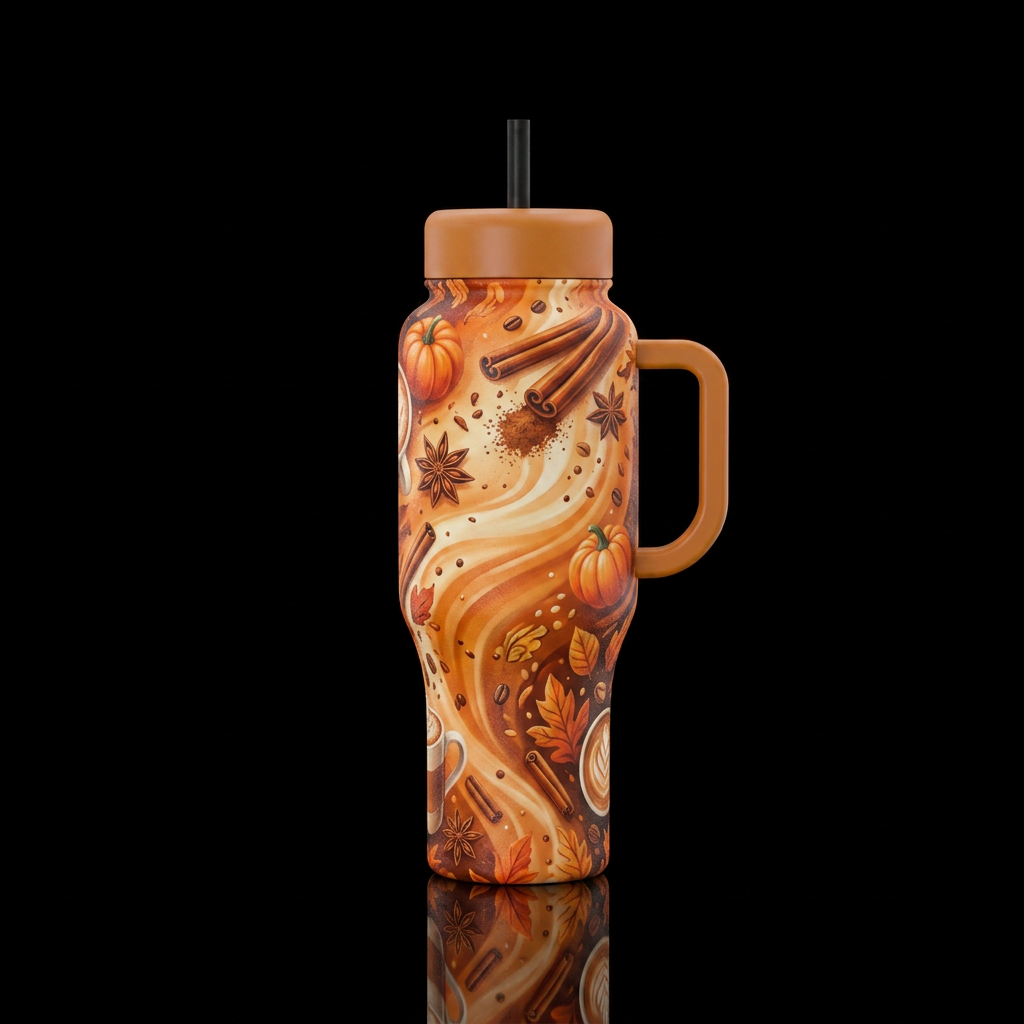Pumpkin spice latte. water bottle design
