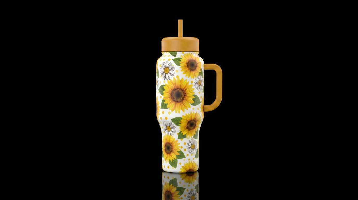 Dotty Blooms water bottle design
