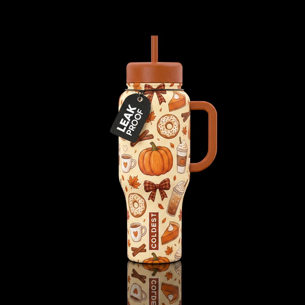 A single water bottle design covered in a dense, r... water bottle design