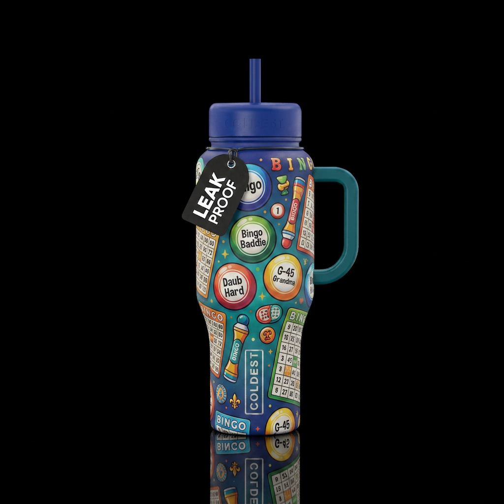 Funny bingo themed water bottle design