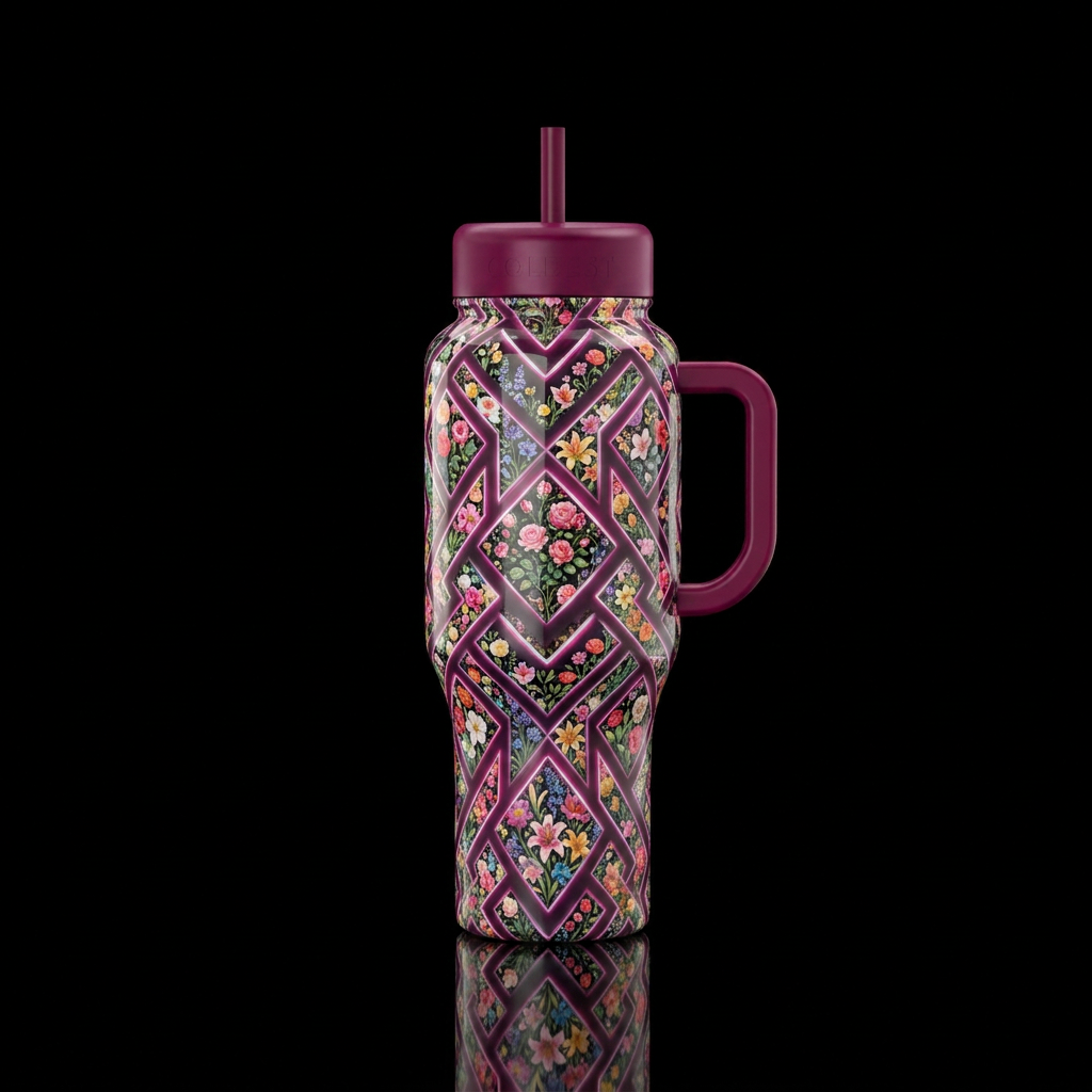 Floral Geometry water bottle design