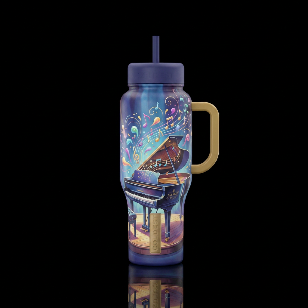Whimsical Baby Grand water bottle design