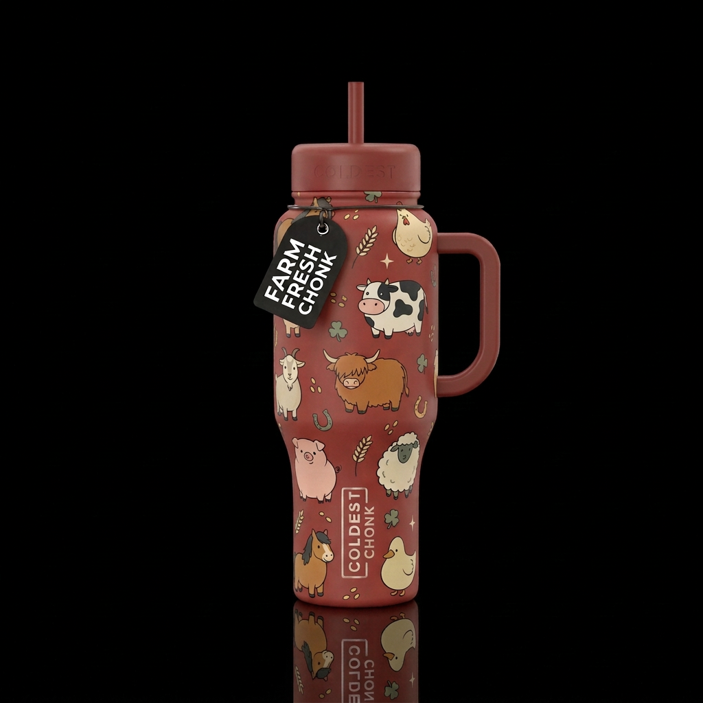 Farm Fresh Chonk water bottle design