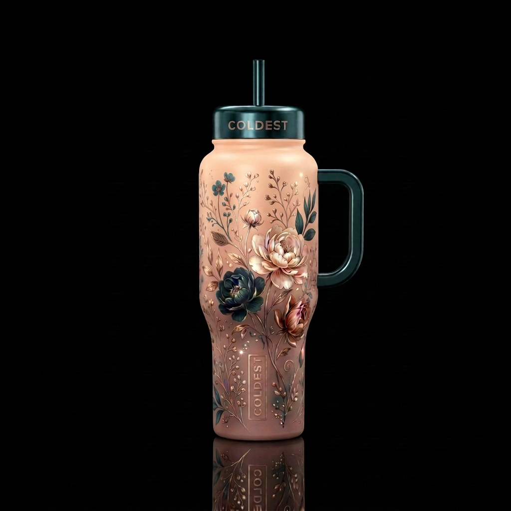 Teal pearlescent water bottle design