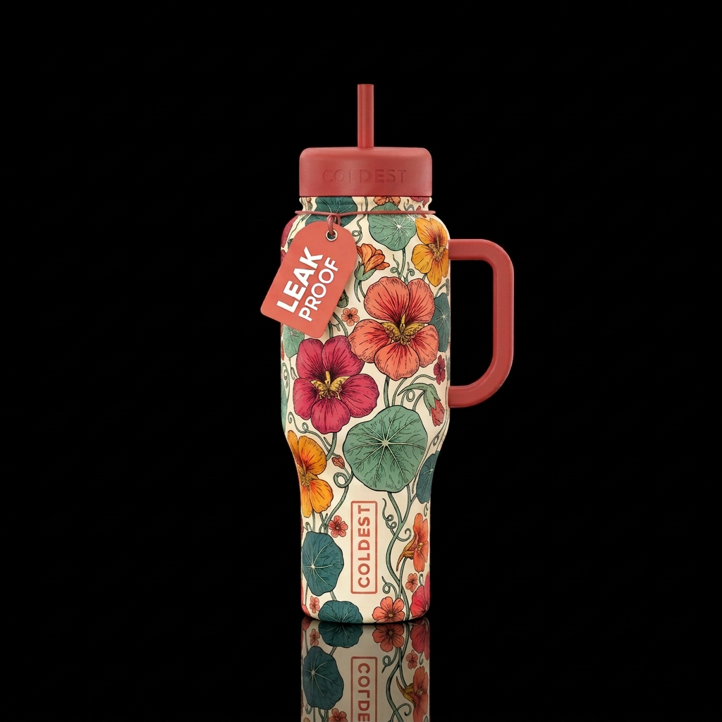 Frolic & Flora water bottle design