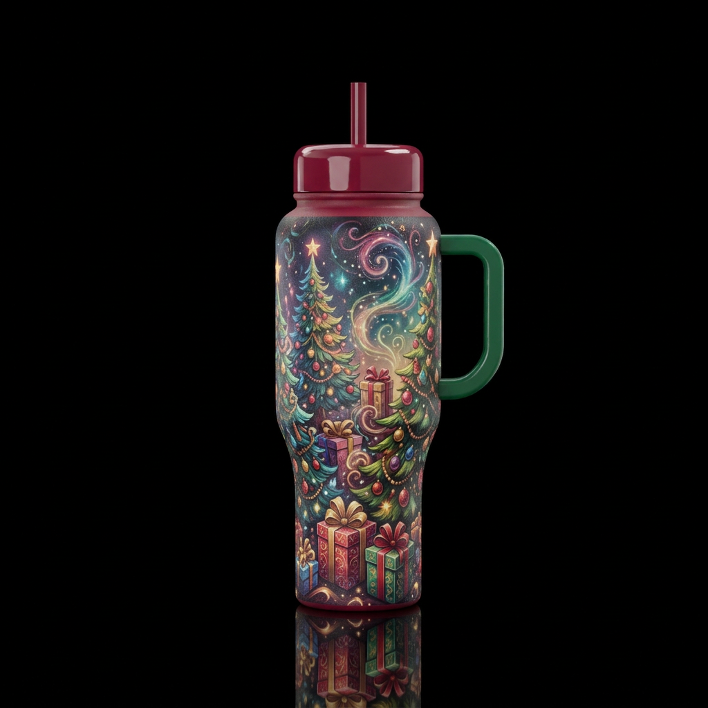 Fantasy Christmas water bottle design