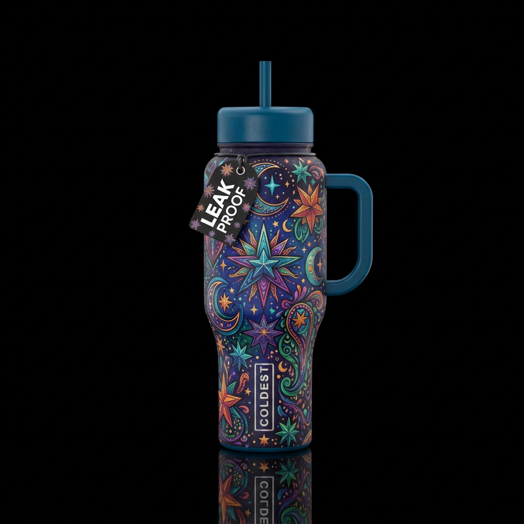 Boho skies water bottle design
