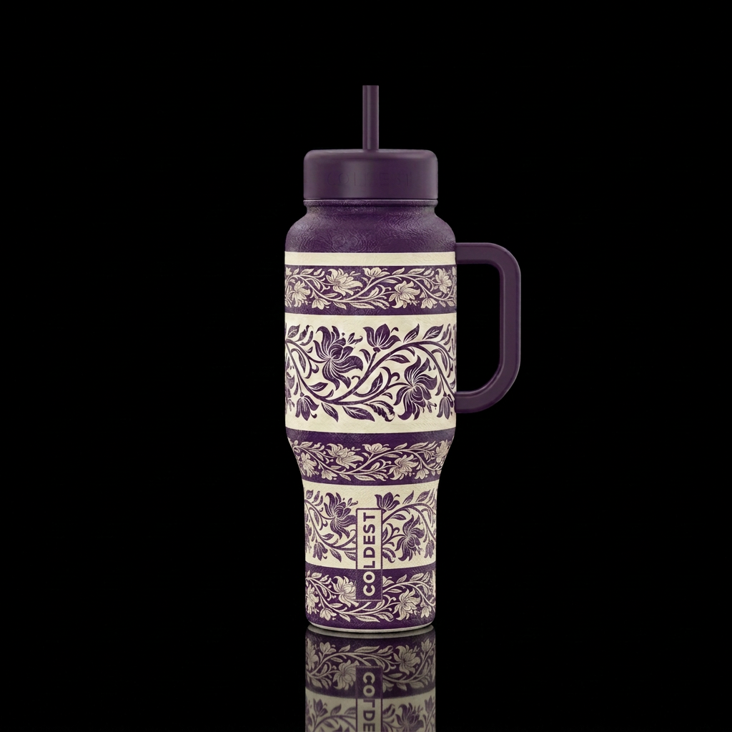 Purple regalia water bottle design