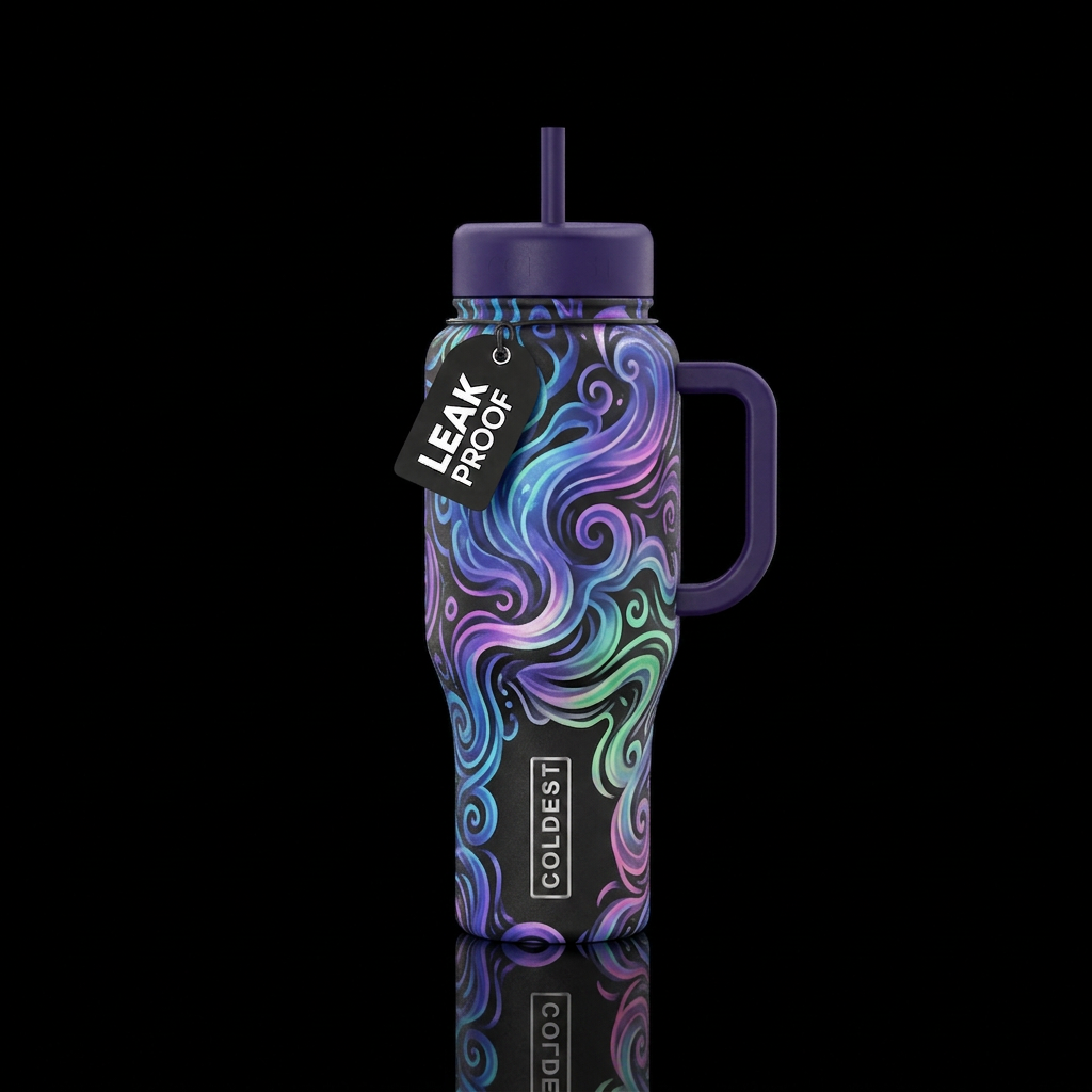 Magical Glowie iridescent swirling smoky abstract ... water bottle design