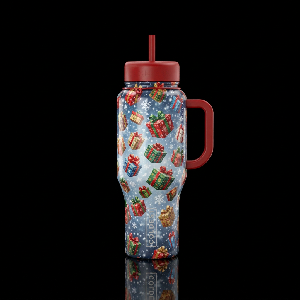 Christmas present blizzard. No leak proof tag. water bottle design