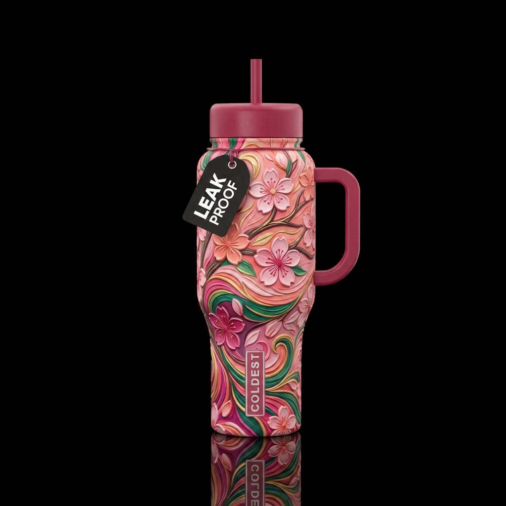 Sculpted Blossoms water bottle design