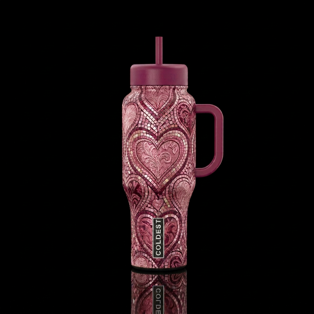 Preserve the existing design and pink color palett... water bottle design
