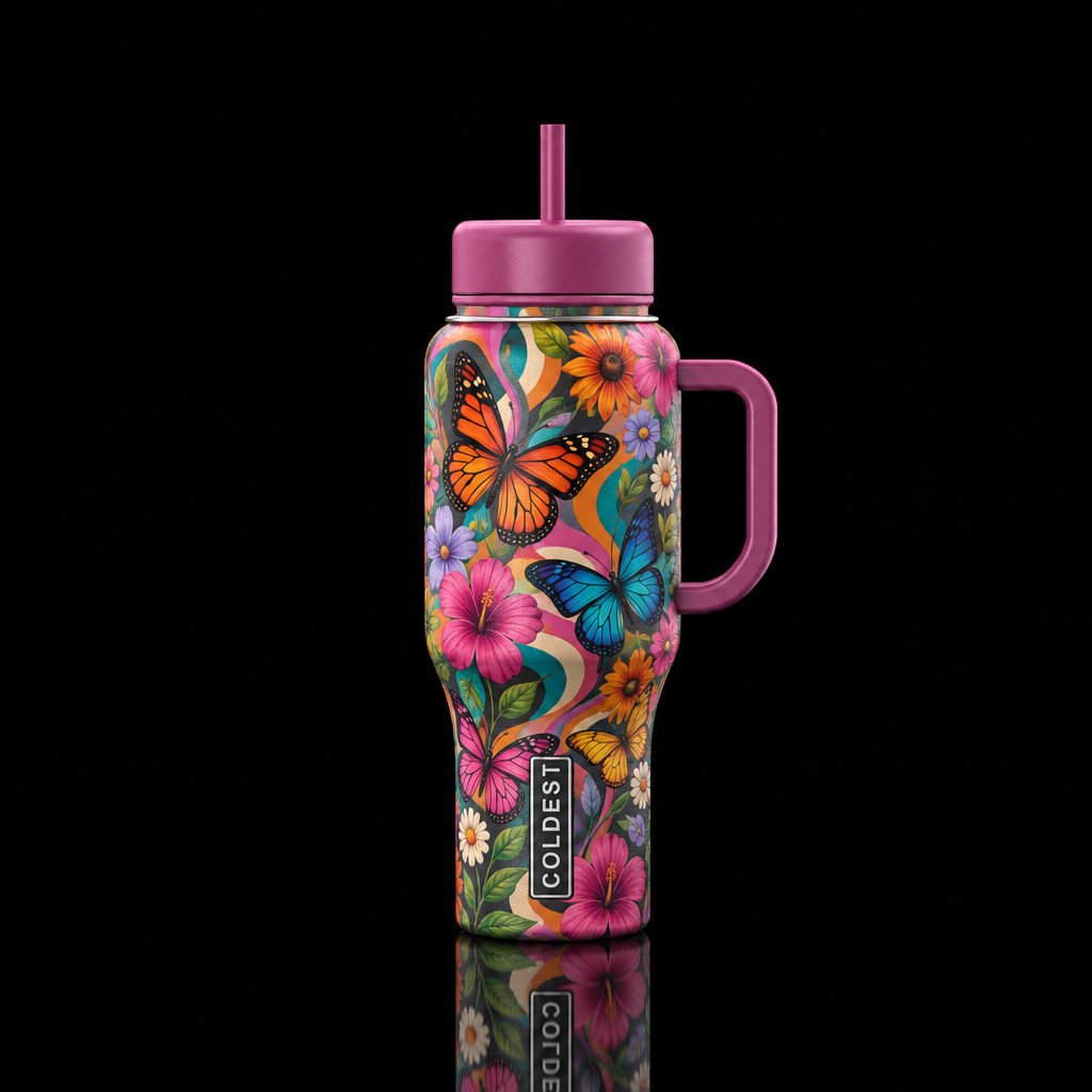 No leak proof tag.   Op art boho various species a... water bottle design
