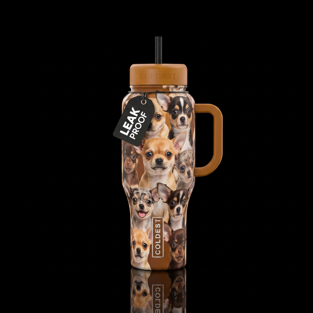 Chi puppies water bottle design