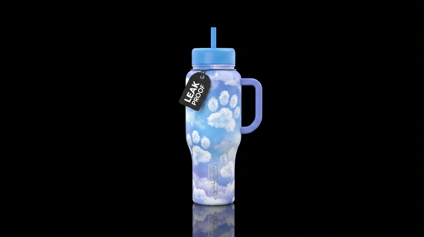PawPrints in the Sky water bottle design