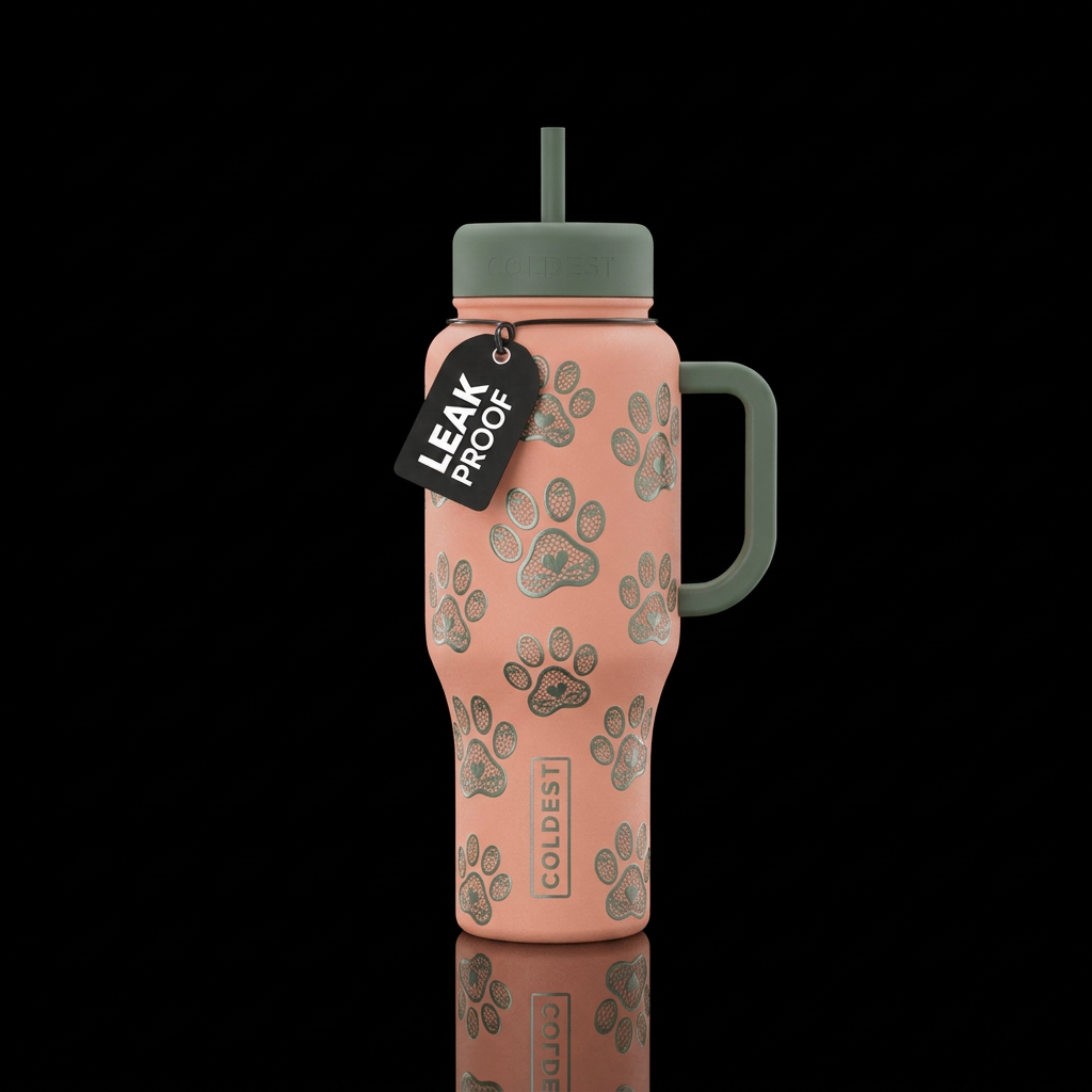 Lace pawprints water bottle design