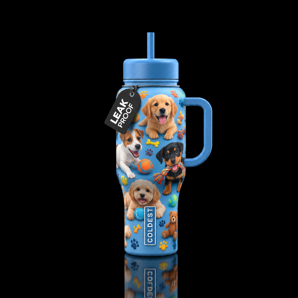 Puppy Play water bottle design