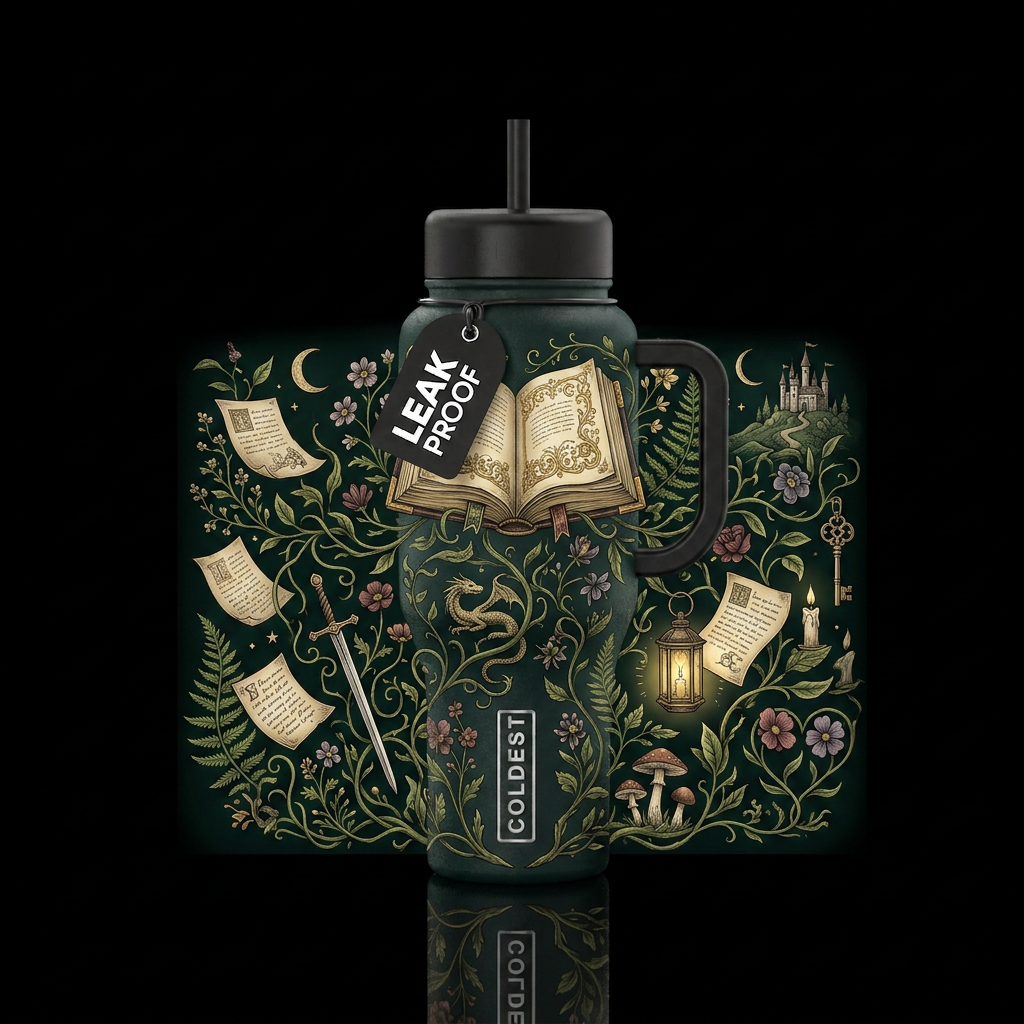 Where Stories Grow water bottle design