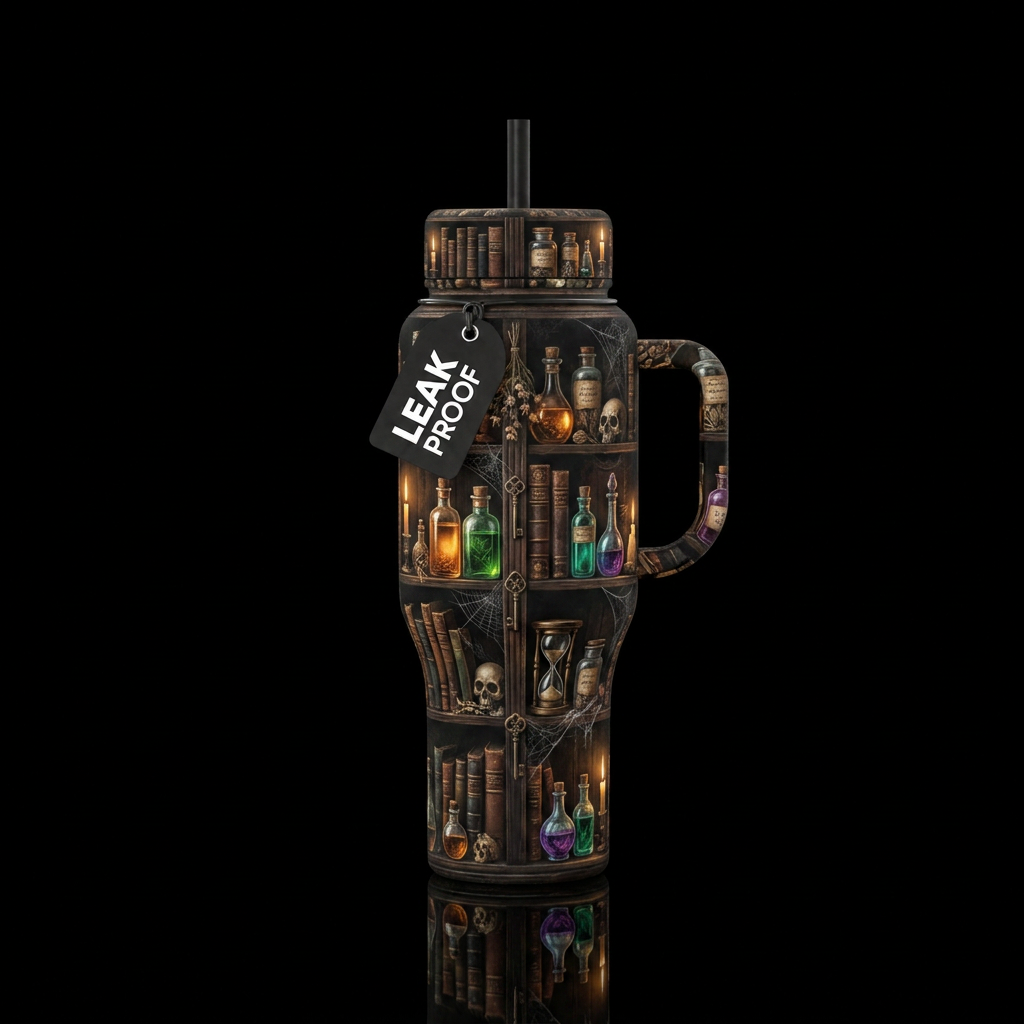 Midnight Curiosities water bottle design