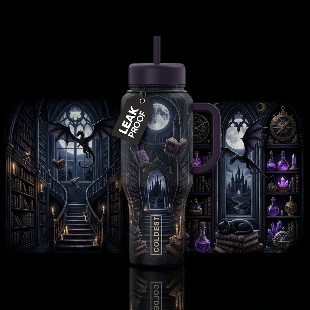 Forbidden Chapters water bottle design