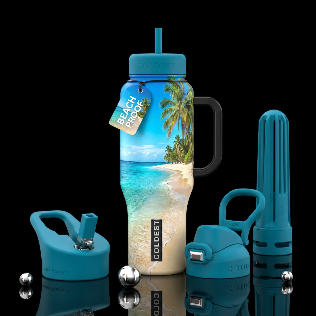 Beach water bottle design