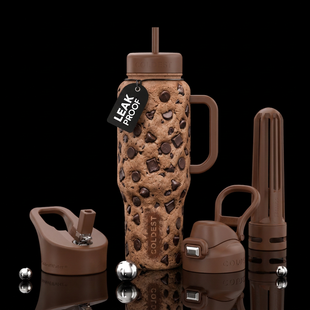Chocolate chip water bottle design