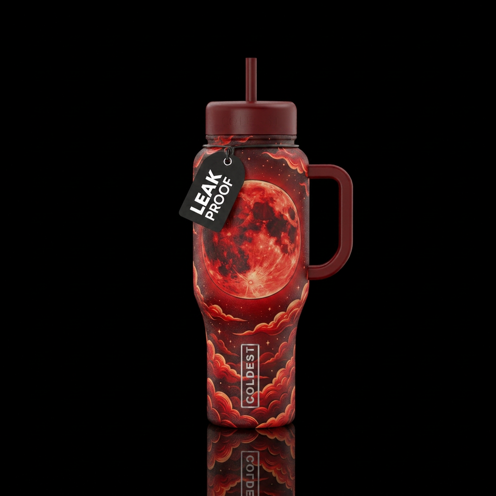 Blood moon water bottle design
