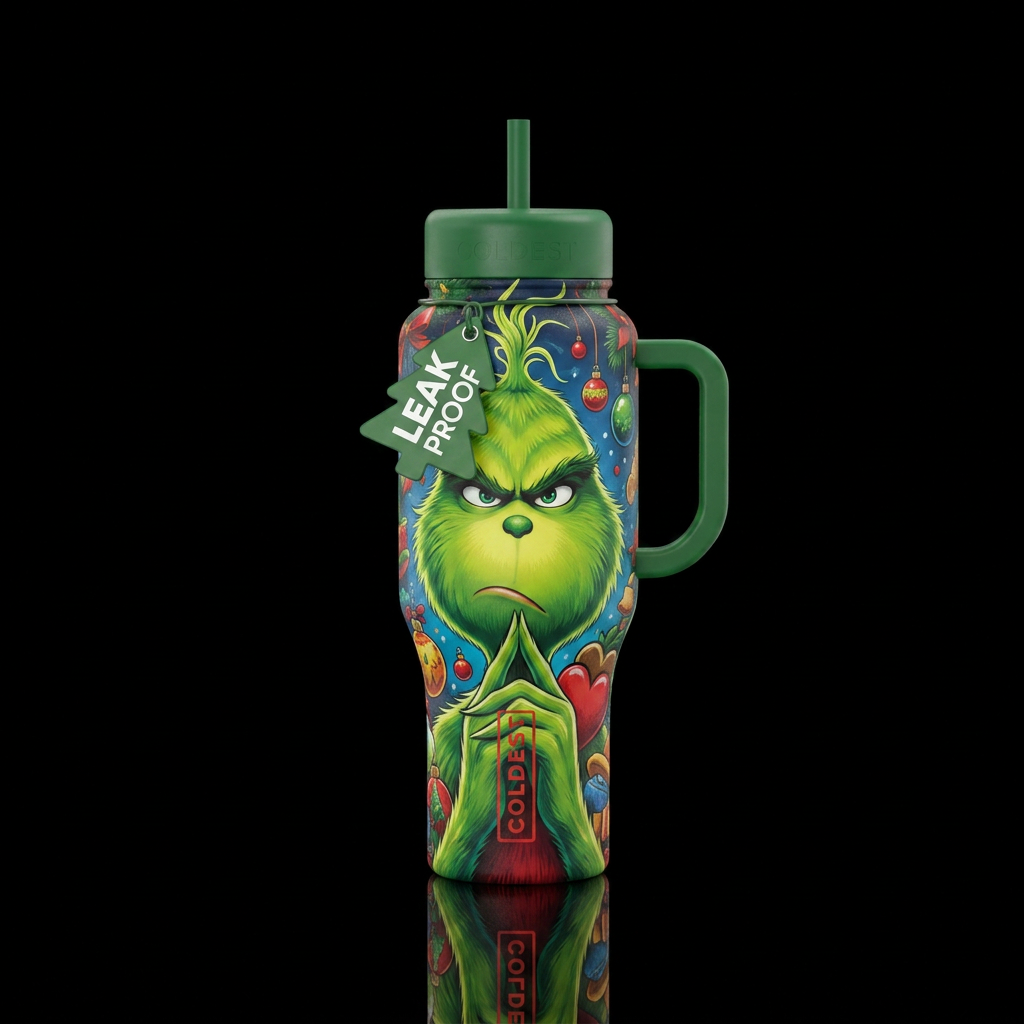 The grinch water bottle design