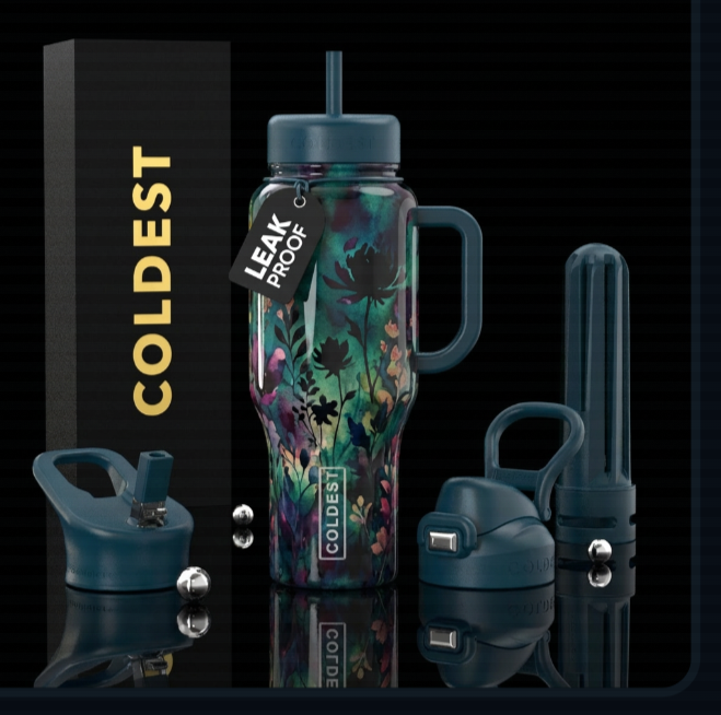 Blossom dreams mockup water bottle design