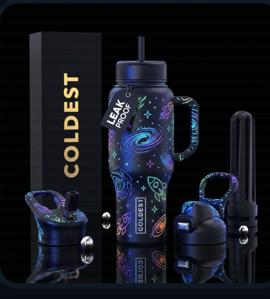 Coldest goes To infinity and beyond water bottle design