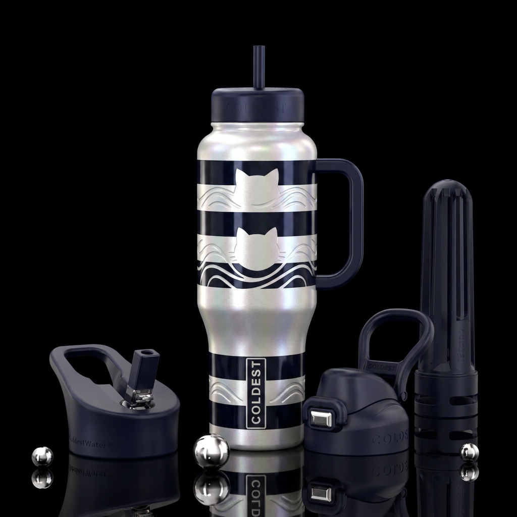 Horizontally striped gorgeous pearlescent and even... water bottle design