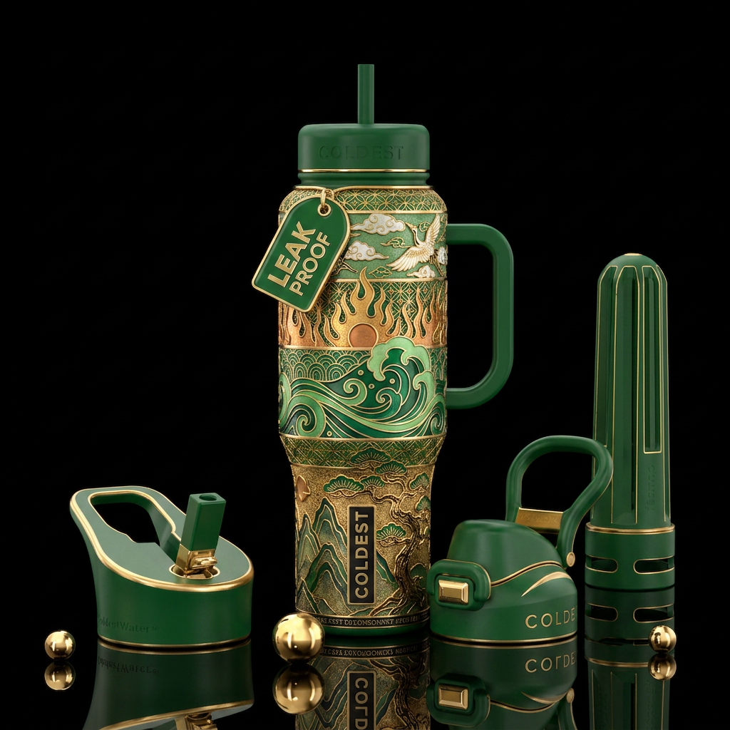 Japanese style  layer stacking up like a totem on ... water bottle design