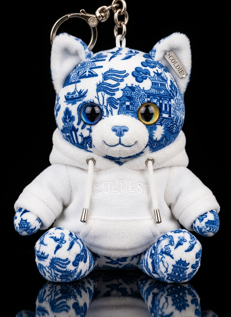 Royal blue and pearlescent white china designed ca... water bottle design