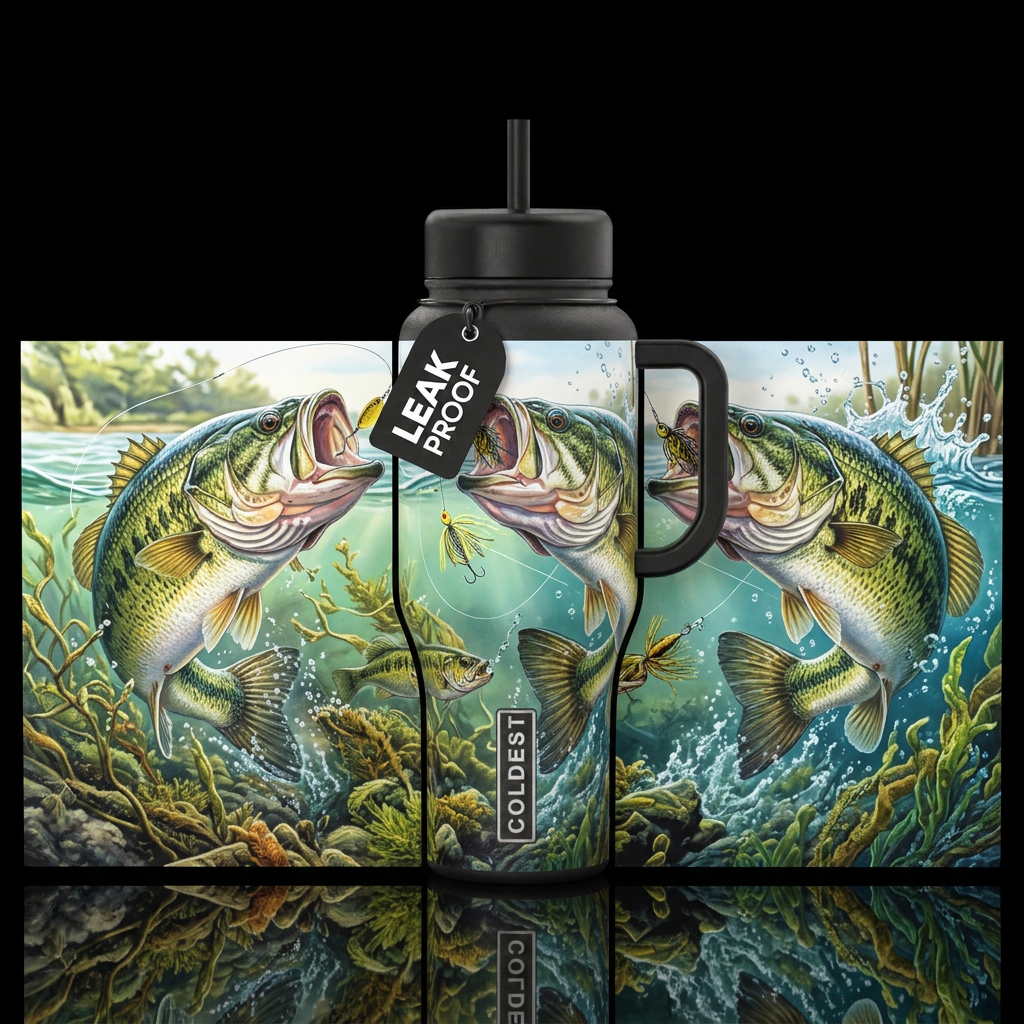 Extreme bass fishing water bottle design