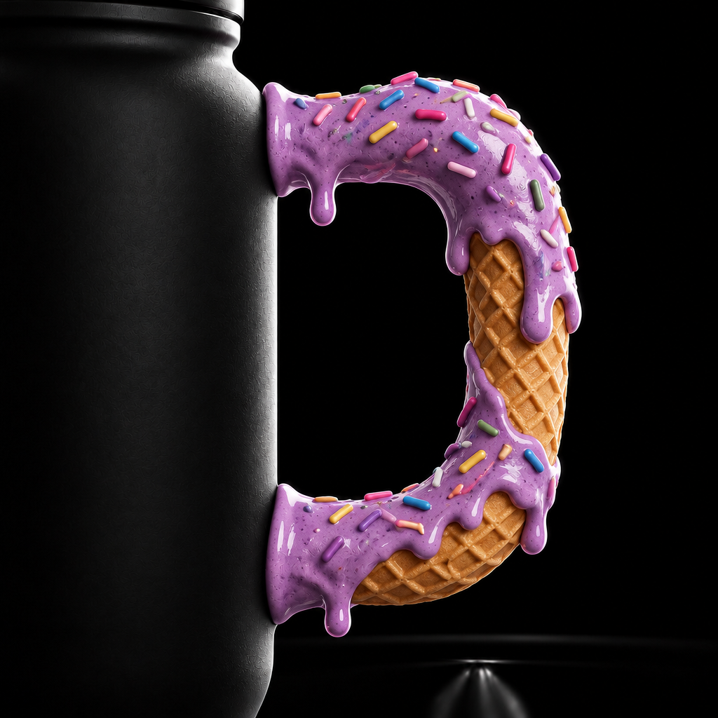 I love ice cream handle water bottle design