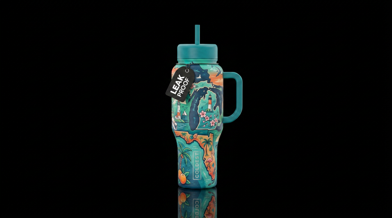Michigan and Florida together water bottle design