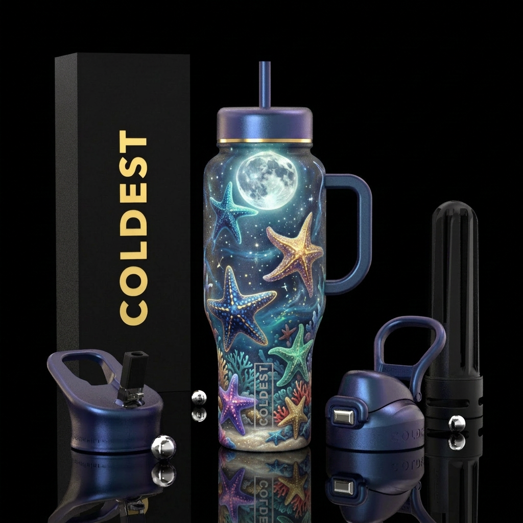 Moonlight Starfish water bottle design