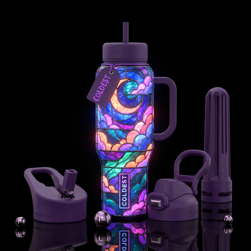 Dreamy Stained Glass water bottle design
