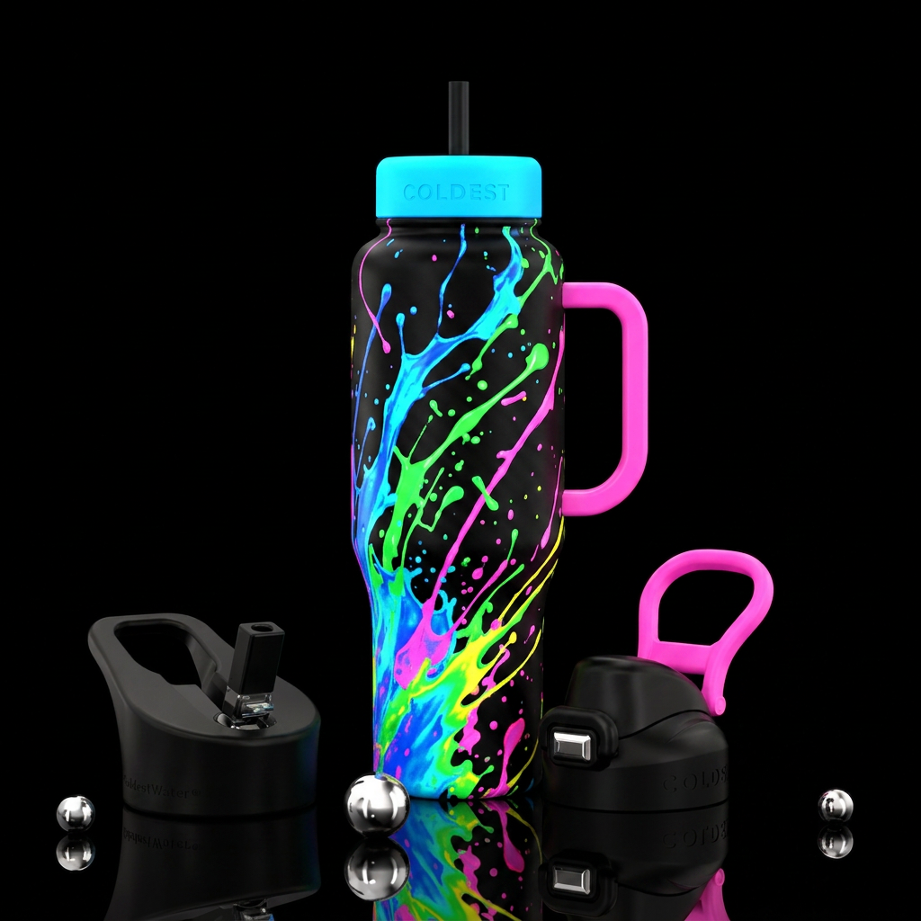 Color Splash, neon water bottle design