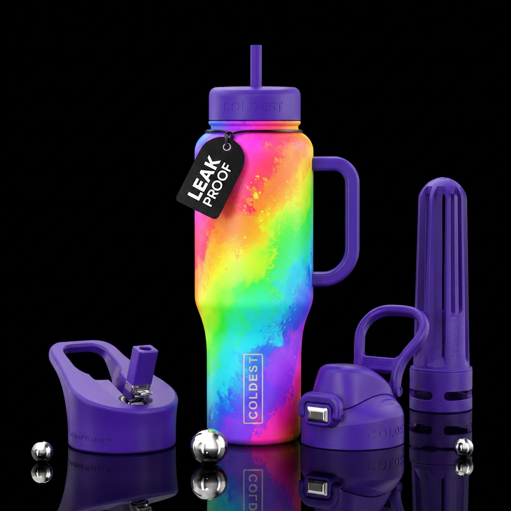 Rainbow Color Swirl water bottle design