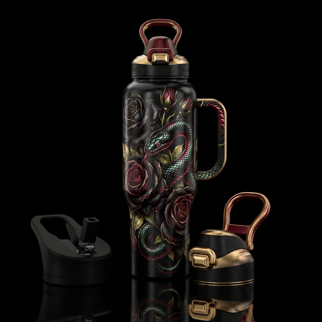 Rose Snake water bottle design