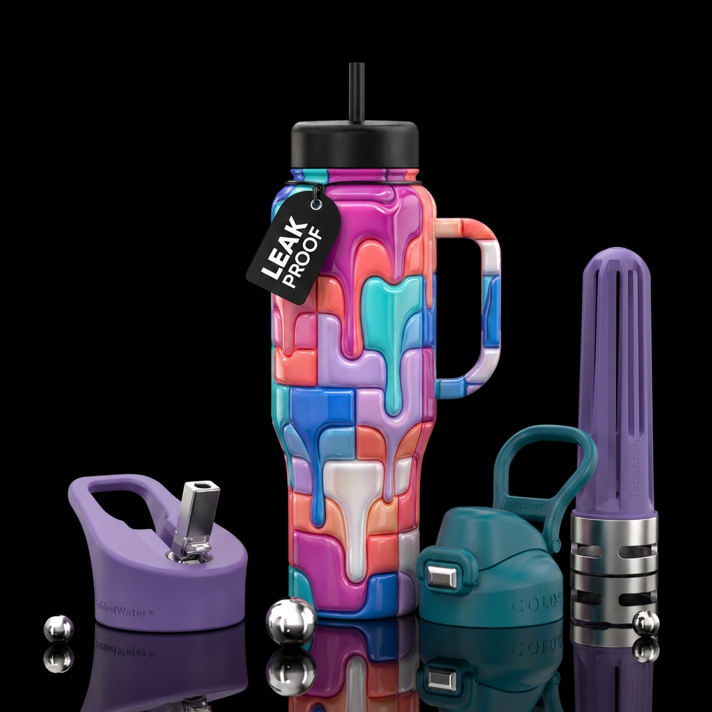 Melted puzzle water bottle design