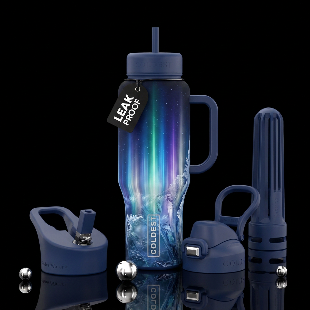 Light pillar water bottle design