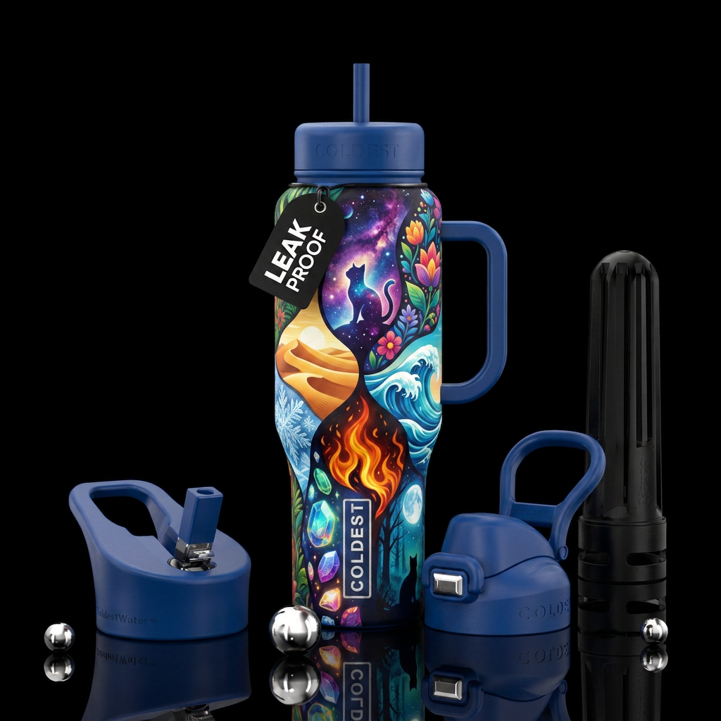 Feline Elements water bottle design