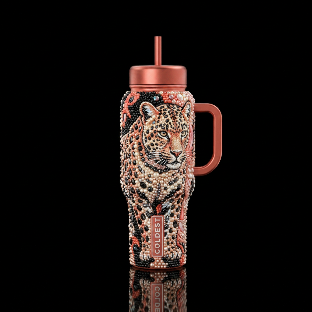 Leopard Gems water bottle design