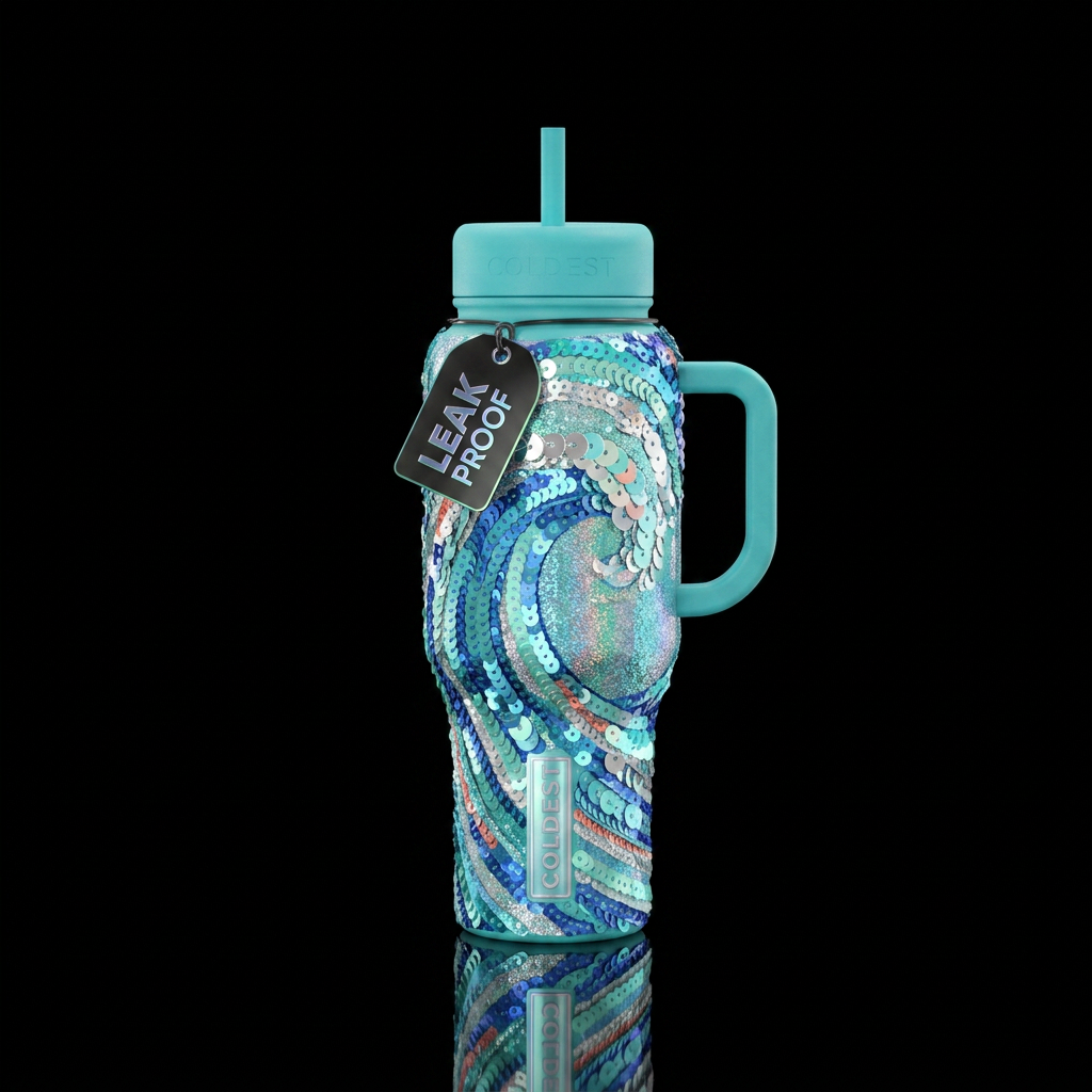 Sequin Wave water bottle design