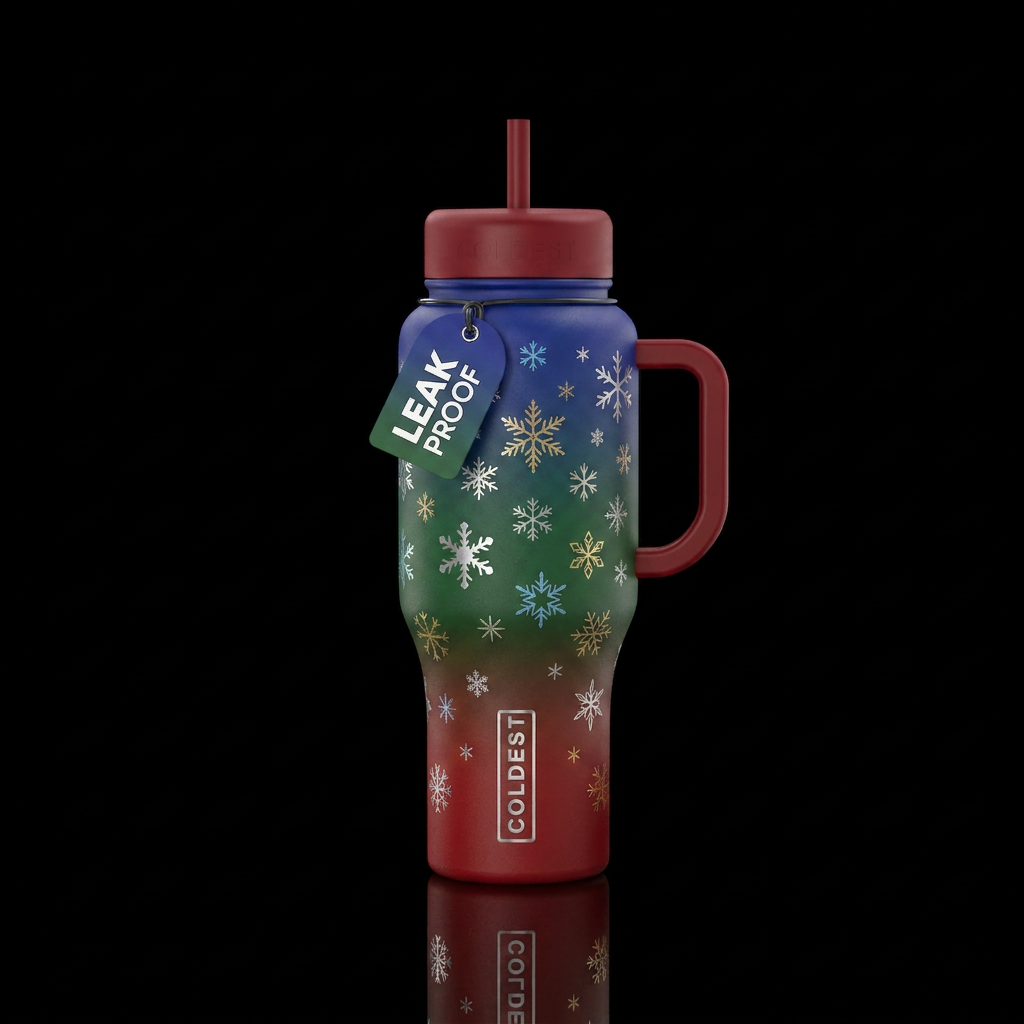 Christmas snowflakes water bottle design